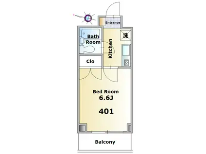 ジュネスとどろき(1K/4階)の間取り写真