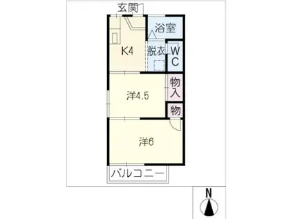 コーポパイナリー(2K/1階)の間取り写真