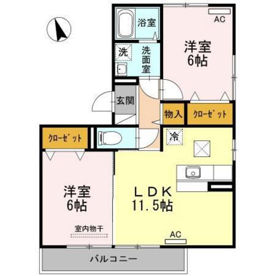ヴァン・ソレーユ(2LDK/1階)の間取り写真