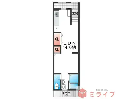 加美東5丁目(ワンルーム/1階)の間取り写真