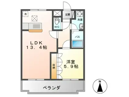 フォレストコート(1LDK/2階)の間取り写真