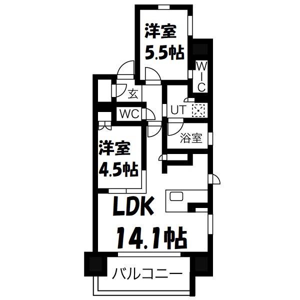 ローレルアイ名駅東(2LDK/4階)の間取り写真