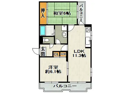 SERENO壱番館(2LDK/3階)の間取り写真