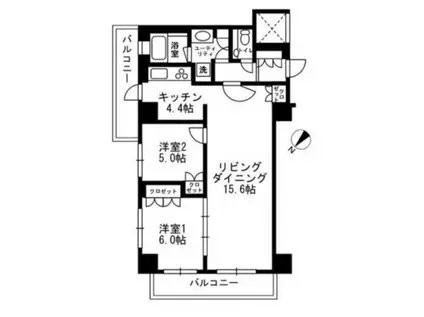 アーバンパーク代官山I・II(2LDK/4階)の間取り写真