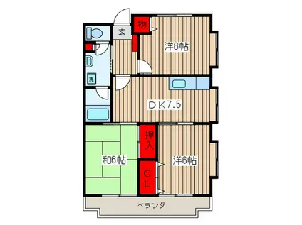 メゾンタカギ(3DK/2階)の間取り写真