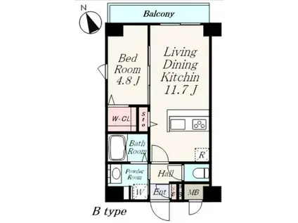 レジェンド紺屋町2(1LDK/4階)の間取り写真