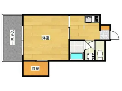 フラワービル県庁前(1K/6階)の間取り写真