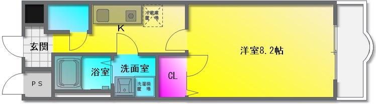ルミエール八尾II(1K/3階)の間取り写真