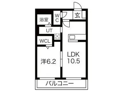 ラ・トゥール三条(1LDK/3階)の間取り写真