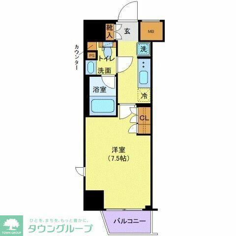 ジェノヴィア新宿早稲田グリーンヴェール(1K/14階)の間取り写真