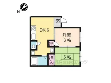 シャトー山ノ上II(2DK/1階)の間取り写真