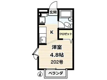 マイハイツ(ワンルーム/2階)の間取り写真