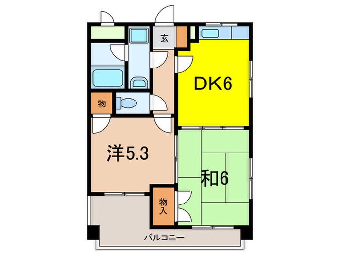 フローリアン住吉(2DK/2階)の間取り写真