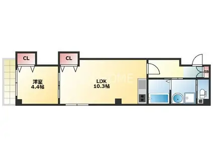 ル・クール谷町(1LDK/7階)の間取り写真