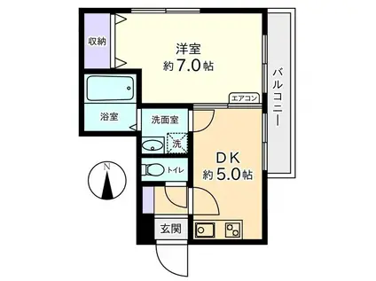 信開ラザール西公文名(1DK/3階)の間取り写真