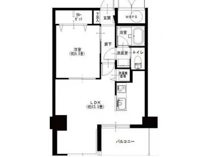 ライオンズマンション大森(1LDK/8階)の間取り写真