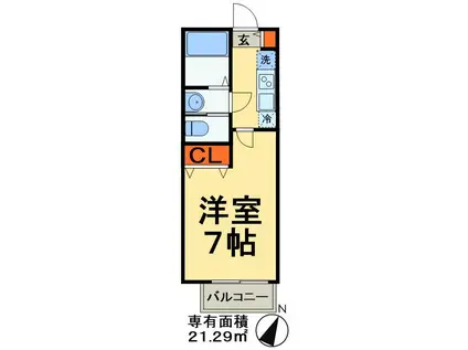 ルミエール新作(1K/1階)の間取り写真