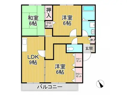 サンビレッジ久留米(3LDK/2階)の間取り写真