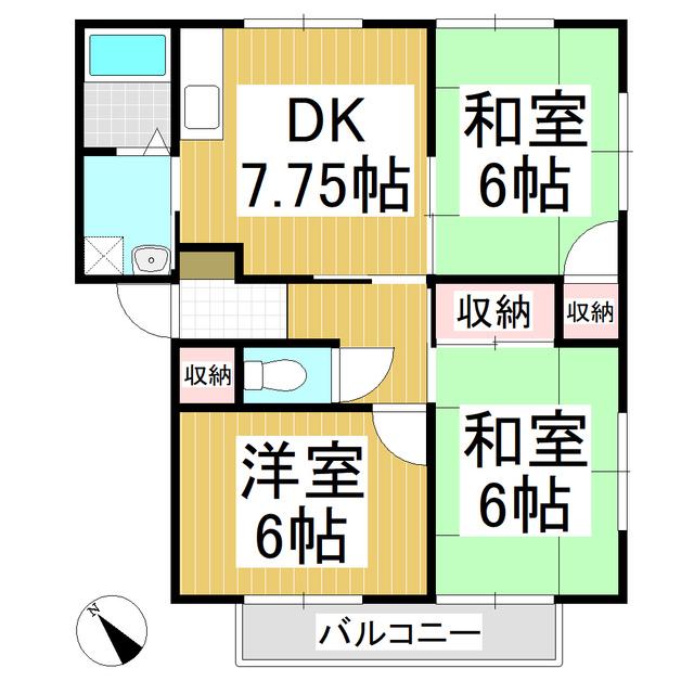 塩沢アパート(3DK/2階)の間取り写真