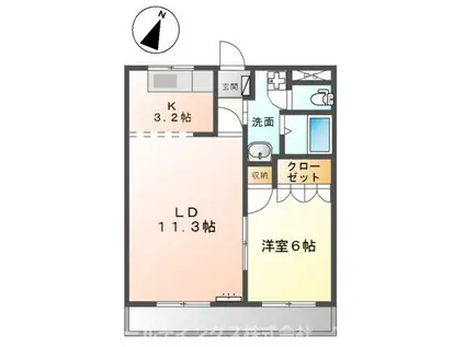 ハイツエスポア(1LDK/2階)の間取り写真