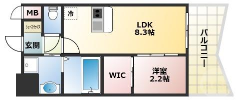 セレニテ新大阪アリエ(1LDK/7階)の間取り写真