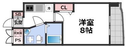 AFFLUENCE難波(1K/9階)の間取り写真