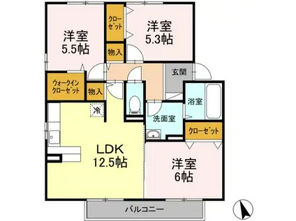 クローバー学研台(3LDK/2階)の間取り写真