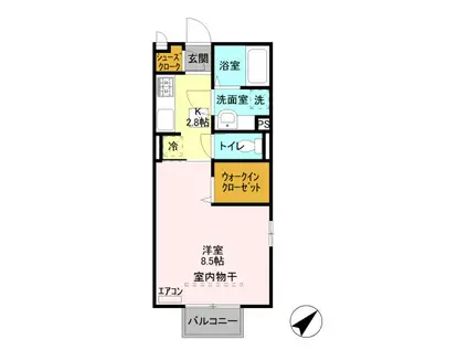 プレシャス前橋(1K/1階)の間取り写真