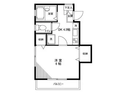 アオバハイツ(1DK/2階)の間取り写真