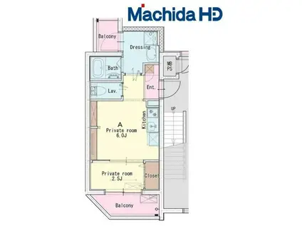 ジーイーディス(1DK/1階)の間取り写真