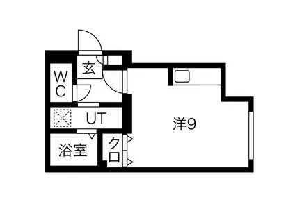 CIGAL二十四軒(ワンルーム/1階)の間取り写真