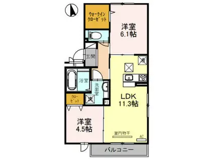 プレジール(2LDK/3階)の間取り写真