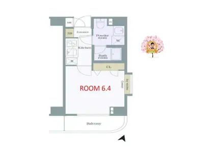 グリフィン横浜・ヴィラ(1K/9階)の間取り写真