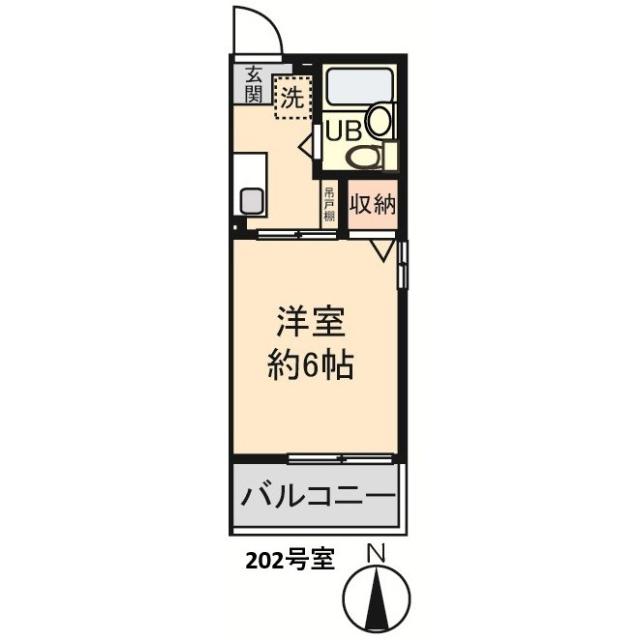 シティハイムサンセット(1K/2階)の間取り写真