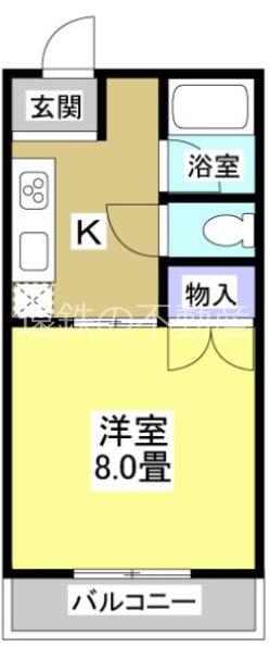 キャッスル御前谷(1K/2階)の間取り写真