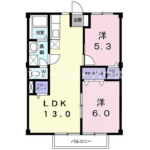 ヴィラマローネ(2LDK/2階)の間取り写真