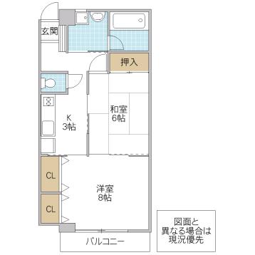 アプリコット多賀(2K/3階)の間取り写真