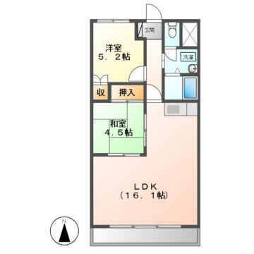 AHQ平子(2LDK/3階)の間取り写真