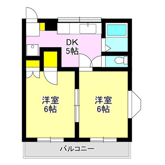 ステップアップホーム(2DK/2階)の間取り写真