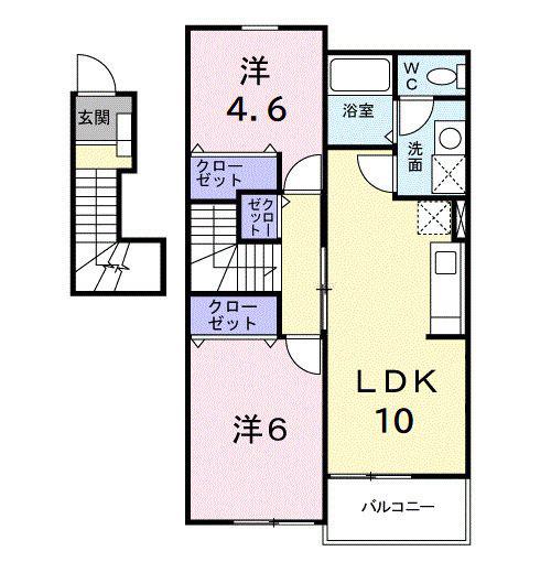 ベル ソレイユ(2LDK/2階)の間取り写真