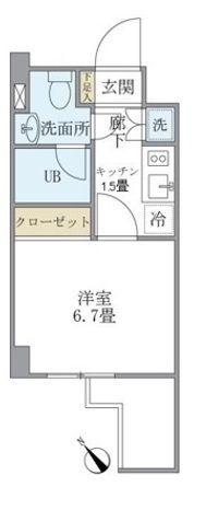 KDXレジデンス門前仲町(1K/3階)の間取り写真