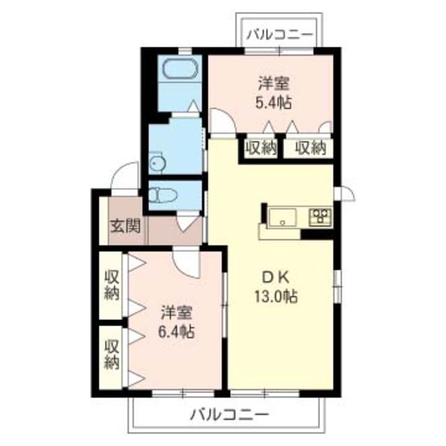 アライブハイツ(2LDK/2階)の間取り写真