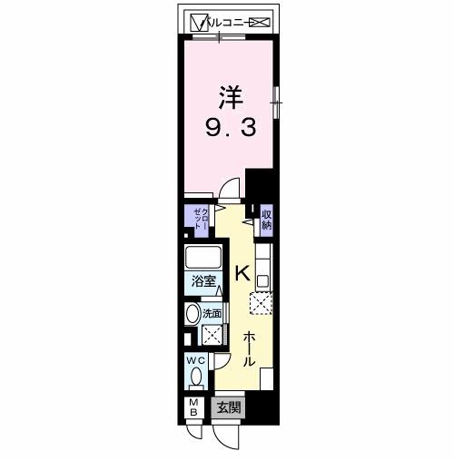 オータムアベニュー(1K/9階)の間取り写真