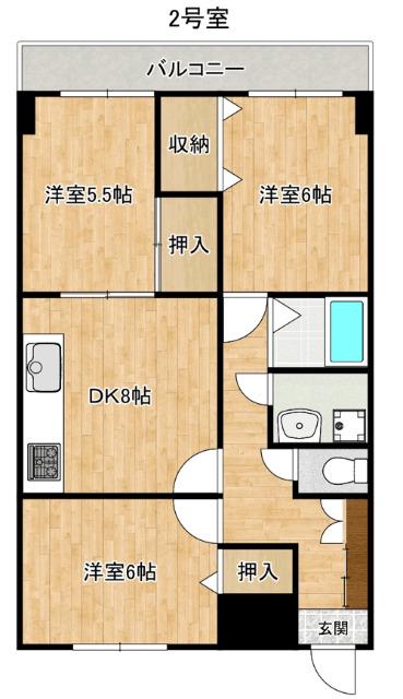 ニュー大松マンション(3DK/1階)の間取り写真