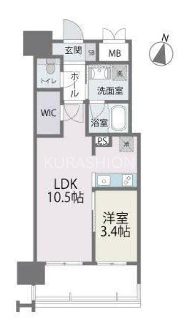 RJRプレシア百年橋(1LDK/2階)の間取り写真