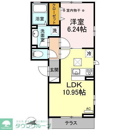 TWINREVEHIGASHISUNAI(1LDK/2階)の間取り写真