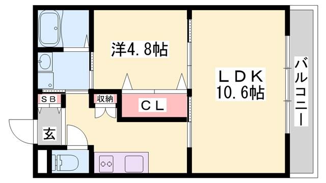 ベルフラワー嵐山(1LDK/4階)の間取り写真
