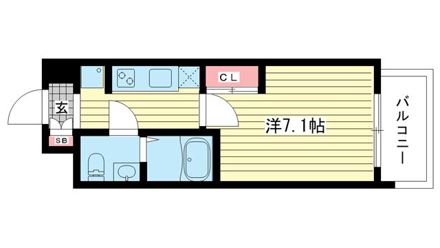 SERENITE三宮(1K/4階)の間取り写真