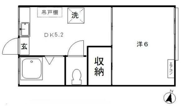 平川荘(1DK/2階)の間取り写真