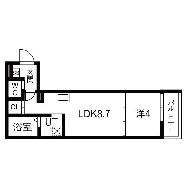 LIX 神戸松原通(1LDK/1階)の間取り写真